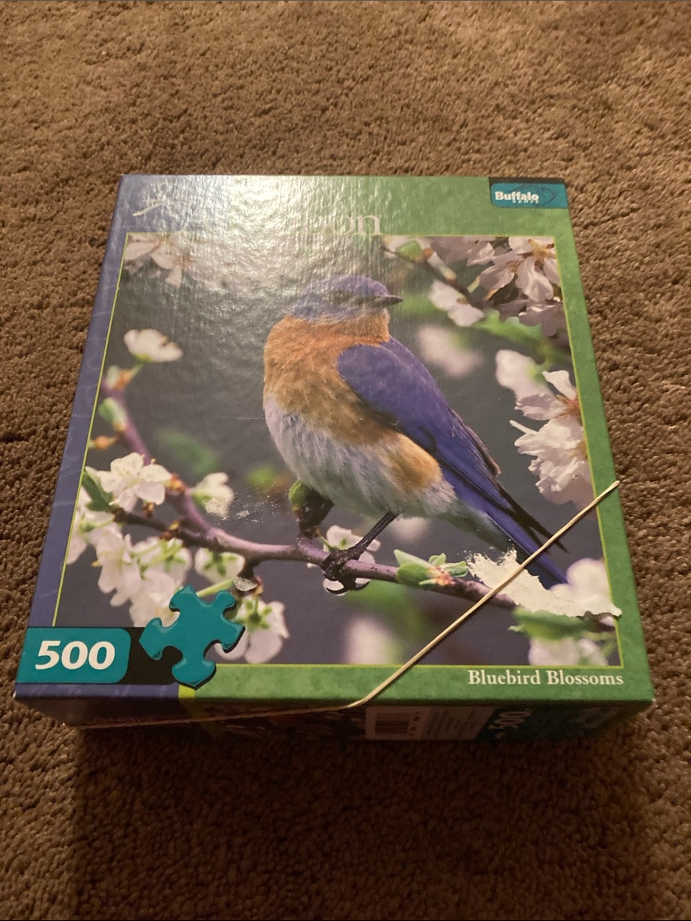 Buffalo David Bitton Blue and Green Bluebird Blossoms Puzzle